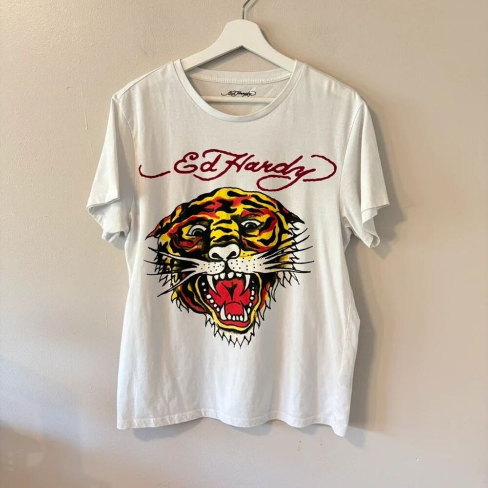 Ed Hardy Mens Tiger Print Tshirt sz M